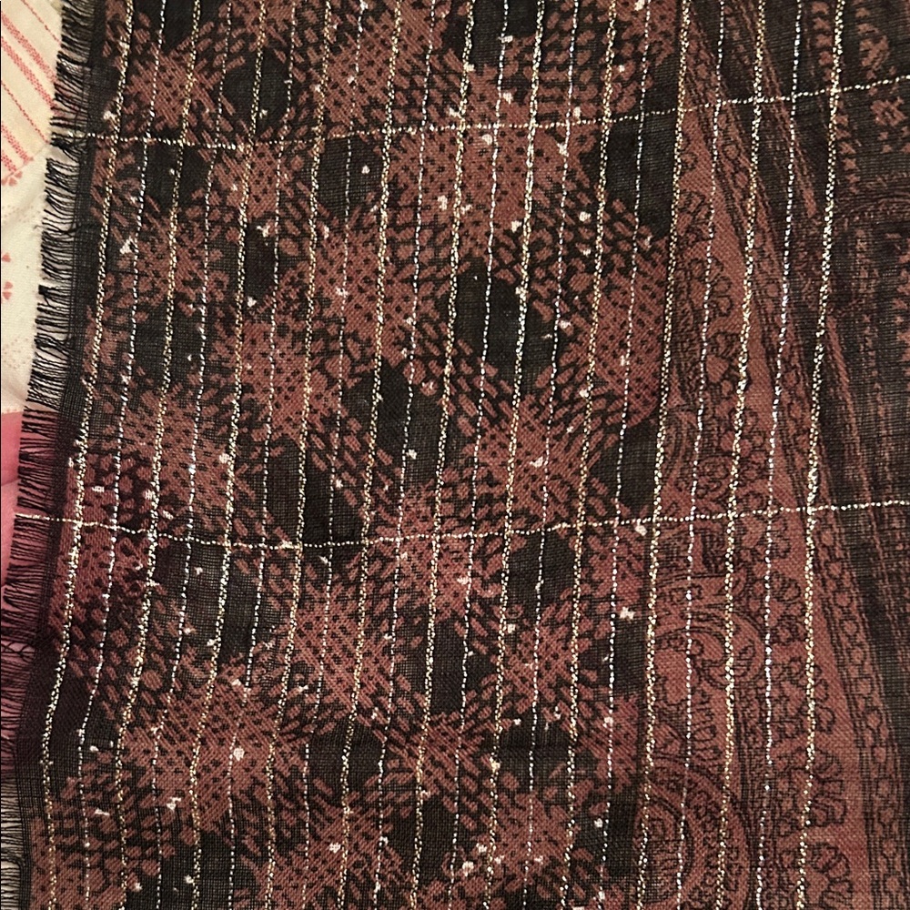 Valentino Brown and Black Paisley Scarf - Picture 3 of 10